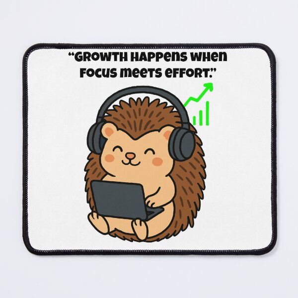 Item preview, Focus Meets Effort – Motivated Hedgehog with Headphones designed and sold by Latitude 1°N.