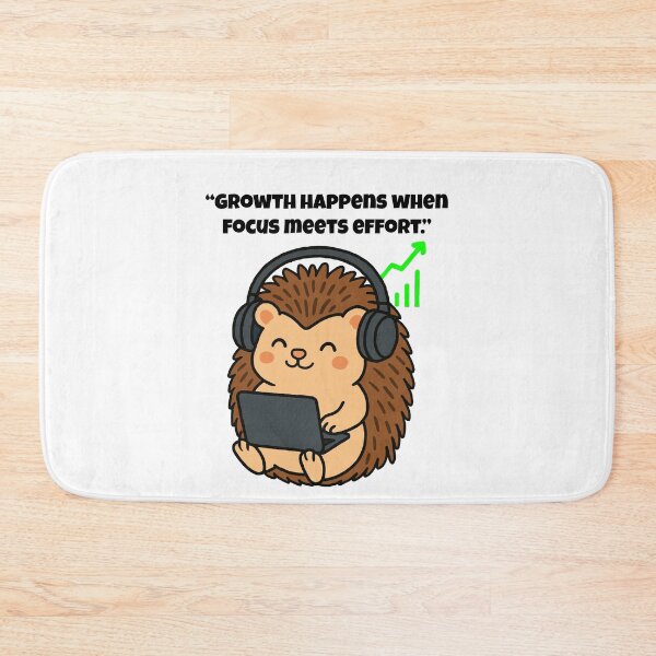 Item preview, Focus Meets Effort – Motivated Hedgehog with Headphones designed and sold by Latitude 1°N.