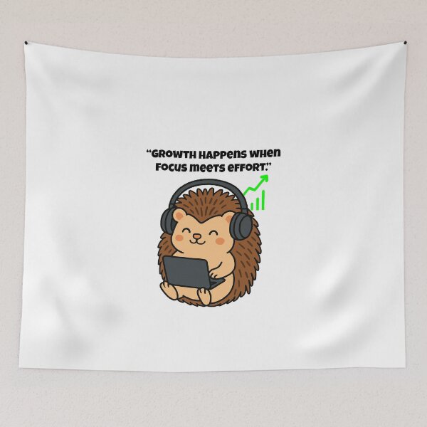 Item preview, Focus Meets Effort – Motivated Hedgehog with Headphones designed and sold by Latitude 1°N.