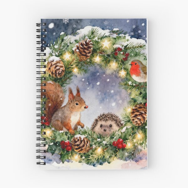 Item preview, Woodland Animals Christmas Wreath Robin Hedgehog Squirrel designed and sold by acceleratorhams.