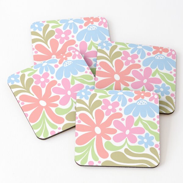 Item preview, Matisse-Inspired Daisies – Reddish Pink Blue Vector Art designed and sold by EmeraldeaArt.