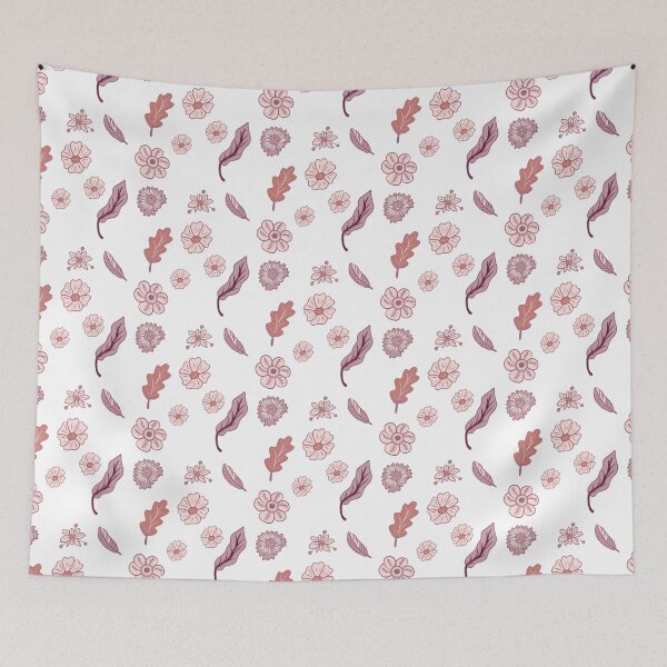 Item preview, Hand drawn pink mauve flowers and leaves designed and sold by BritishDelights.
