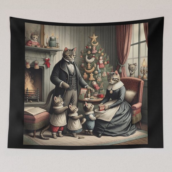 Item preview, Christmas with the victorian Cat family designed and sold by Vintage Designs +.