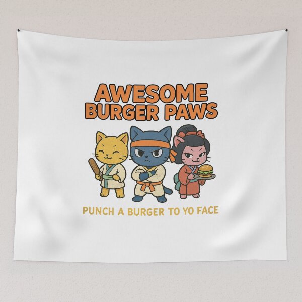 Item preview, Awesome Burger Paws | Ninja Cat Parody | Funny Retro Anime Food Design designed and sold by InkTheFox.