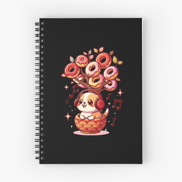 Item preview, Chibi Dog with Donut Tree and Headphones – Cute Kawaii Japanese Music Design designed and sold by ColorSplash123.