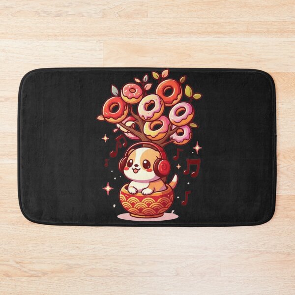 Item preview, Chibi Dog with Donut Tree and Headphones – Cute Kawaii Japanese Music Design designed and sold by ColorSplash123.