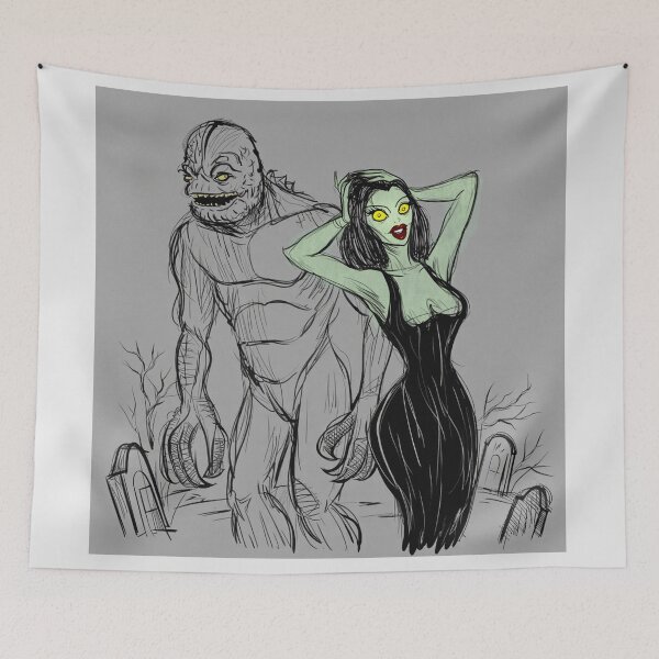 Item preview, The creature from the black lagoon and his bride illustration designed and sold by Vintage Designs +.