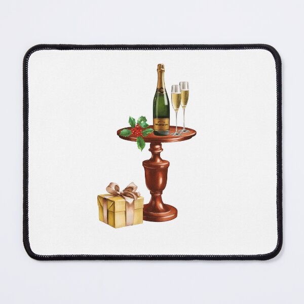 Item preview, Celebration setup with champagne, glasses, gift box, and holly on elegant table designed and sold by Ms. Iryna.