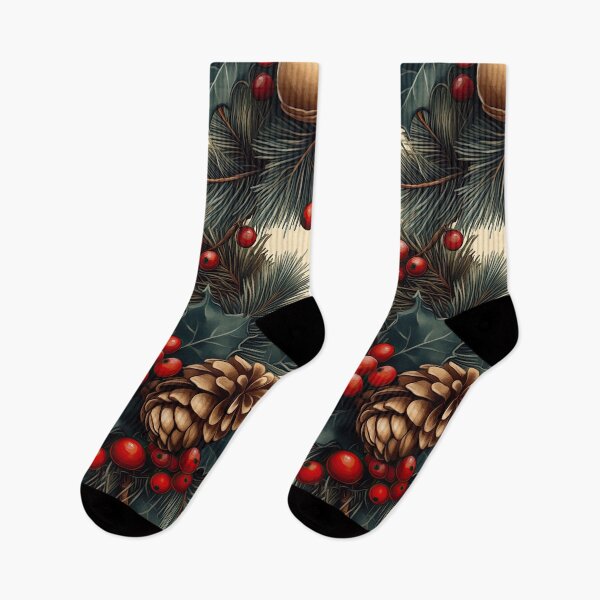Item preview, Festive Seamless Pattern with Holly and Pinecones designed and sold by MamaDong.