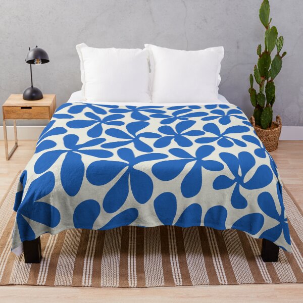 Item preview, Retro Matisse-Inspired Daisies – Blue and White designed and sold by EmeraldeaArt.