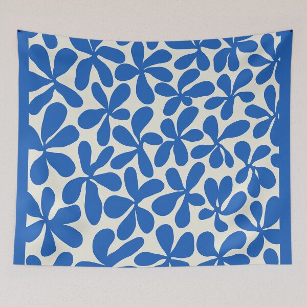Item preview, Retro Matisse-Inspired Daisies – Blue and White designed and sold by EmeraldeaArt.