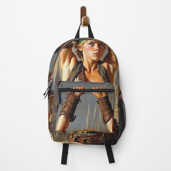 Item preview, Two captive fantasy post apocalyptic warrior women illustration designed and sold by Vintage Designs +.