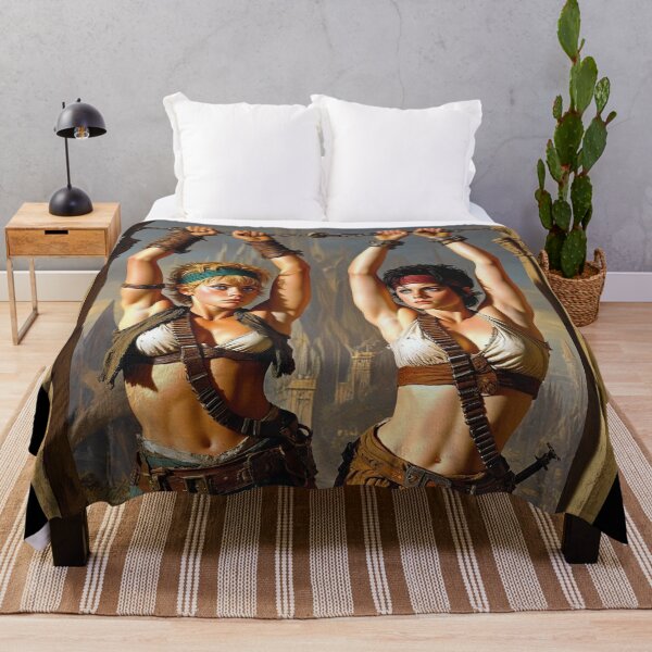Item preview, Two captive fantasy post apocalyptic warrior women illustration designed and sold by Vintage Designs +.