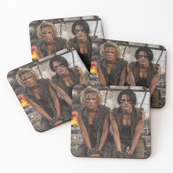Item preview, Two captive fantasy post apocalyptic warrior women illustration designed and sold by Vintage Designs +.