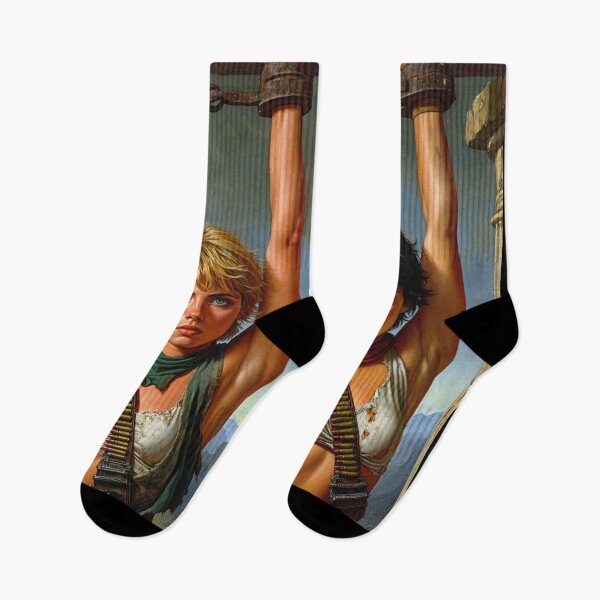 Item preview, Two captive fantasy post apocalyptic warrior women illustration designed and sold by Vintage Designs +.