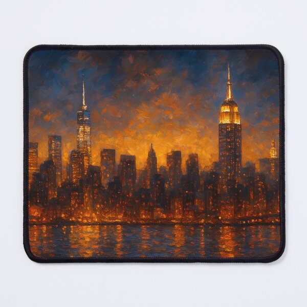 Item preview, New York Skyline Oil Painting on Canvas | Vibrant Sunset Cityscape Wall Art | Empire State Building Modern Impressionist Decor designed and sold by VishFashion.