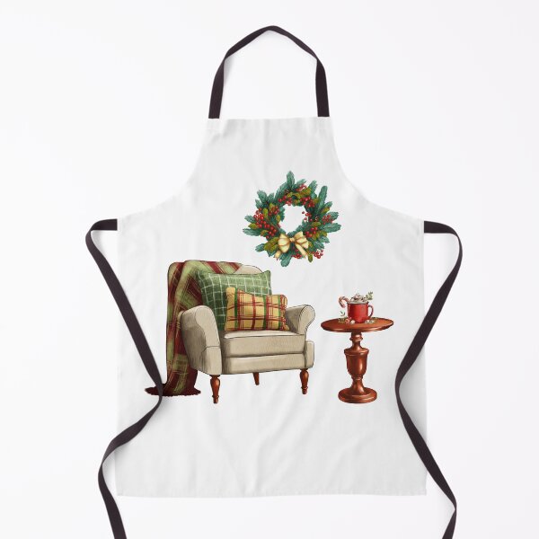Item preview, Cozy winter corner with armchair, festive wreath, and hot beverage designed and sold by Ms. Iryna.