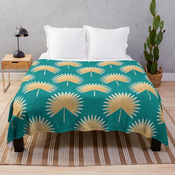 Item preview, Palm Springs - fan palm - faux gold foil + teal designed and sold by Shelley Winters.