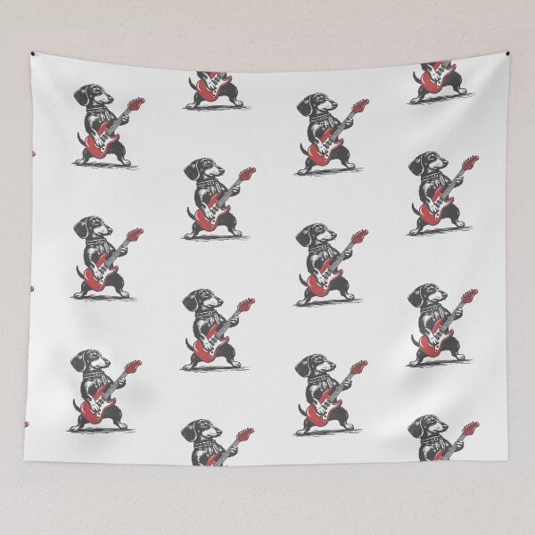 Item preview, vintage dachshund weenie playing guitar  designed and sold by queenzoid.