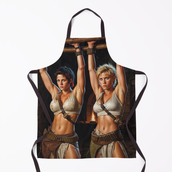Item preview, Two captive fantasy post apocalyptic warrior women illustration designed and sold by Vintage Designs +.