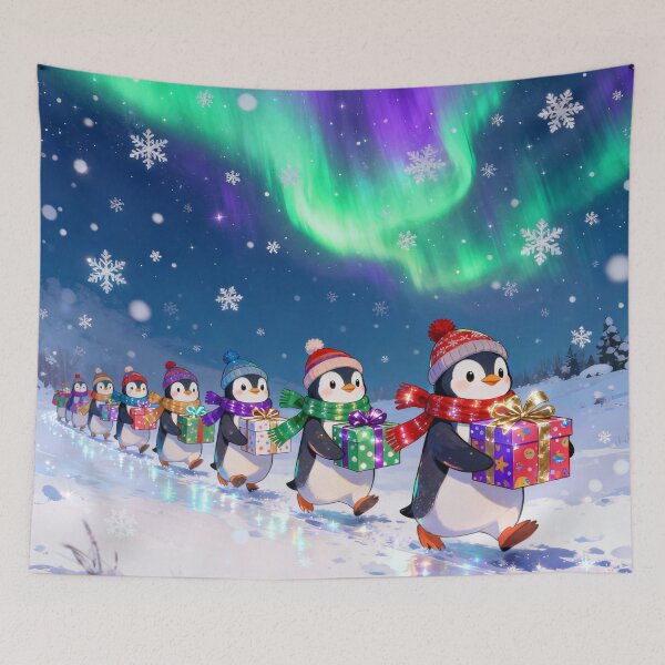 Item preview, Festive Penguin Christmas Parade carrying Gifts and Presents designed and sold by acceleratorhams.