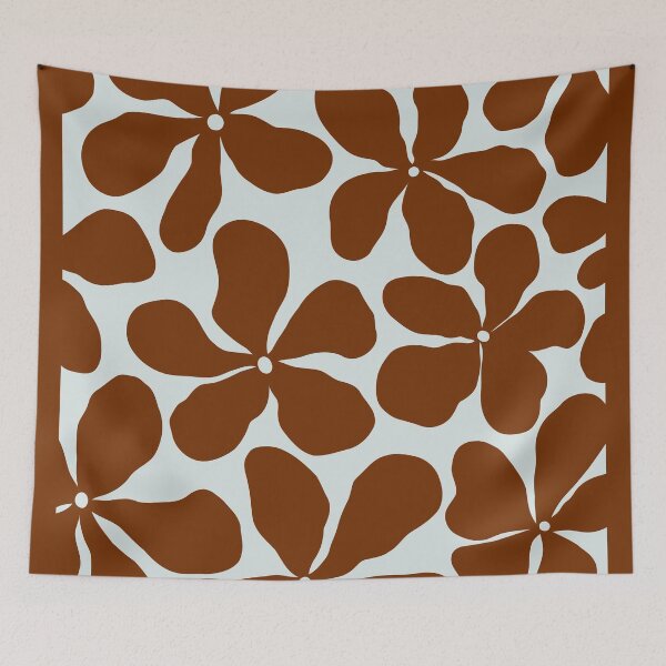 Item preview, Retro Matisse-Inspired Daisies – Maroon on Beige designed and sold by EmeraldeaArt.