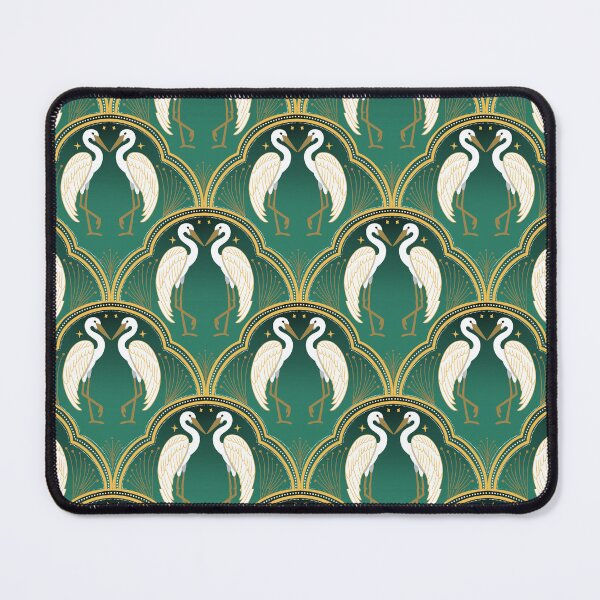 Item preview, Elegant Art Deco Crane Pattern – Emerald Green & Gold Wildlife Design designed and sold by summerspirit.