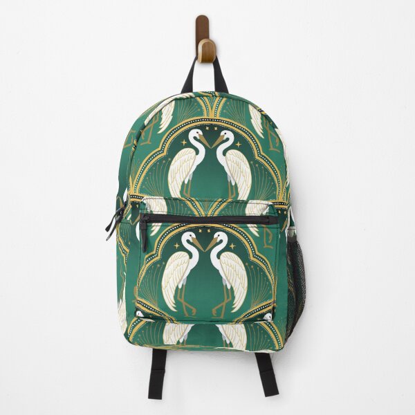 Item preview, Elegant Art Deco Crane Pattern – Emerald Green & Gold Wildlife Design designed and sold by summerspirit.