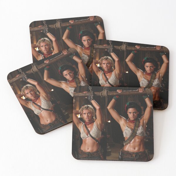 Item preview, Two captive fantasy post apocalyptic warrior women illustration designed and sold by Vintage Designs +.
