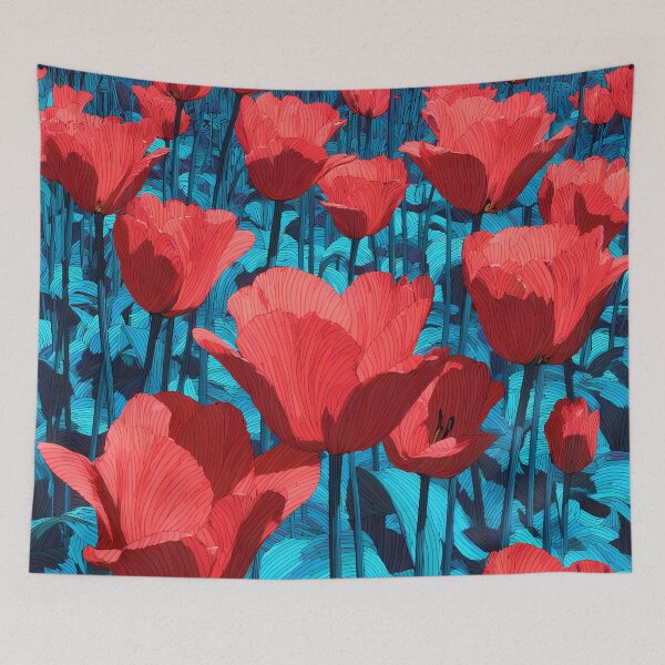 Item preview, Red Tulips Painting Vibrant Garden Art designed and sold by AutoPopStudio.