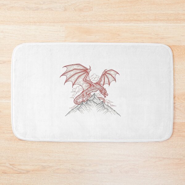 Item preview, Crimson Dragon Over the Peaks | Fantasy Mountain Line Art designed and sold by Fenay Designs.