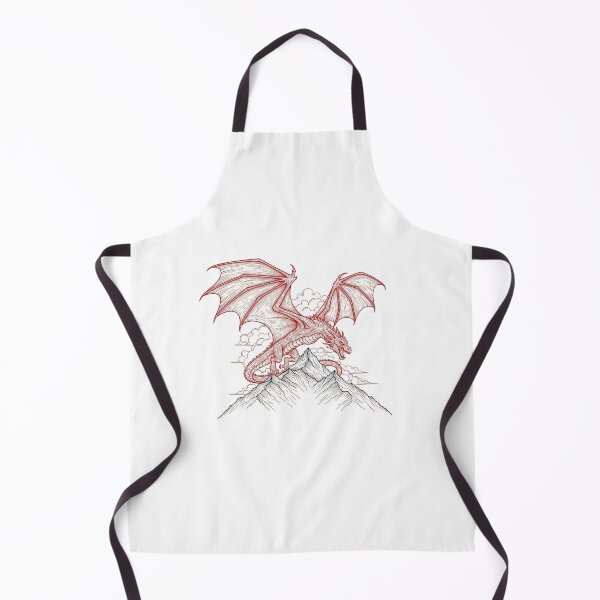 Item preview, Crimson Dragon Over the Peaks | Fantasy Mountain Line Art designed and sold by Fenay Designs.