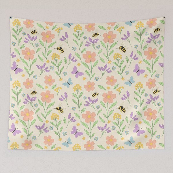 Item preview, Wild Flower field with flying Bees designed and sold by Studio Pico.
