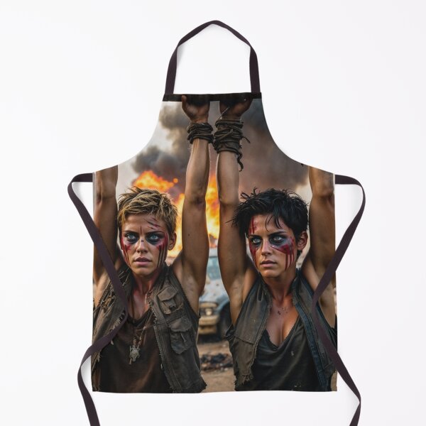 Item preview, Two captive fantasy post apocalyptic warrior women illustration designed and sold by Vintage Designs +.