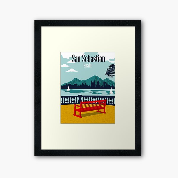 San Sebastian, Spain, view on a city and mountains Framed Art Print
