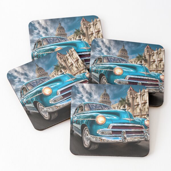 Item preview, Classic Blue Car on Vibrant City Street designed and sold by Artessie.