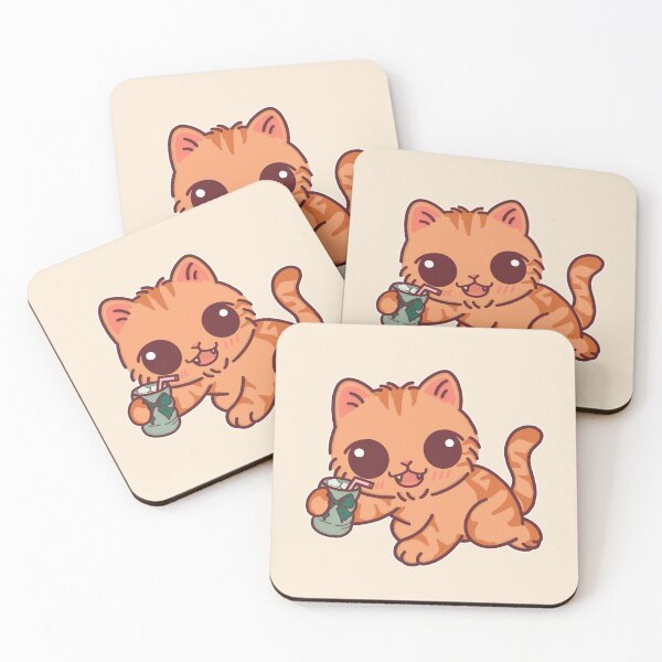 Item preview, Cute Tabby Cat with Matcha Green Tea Drink designed and sold by BGMeYou.