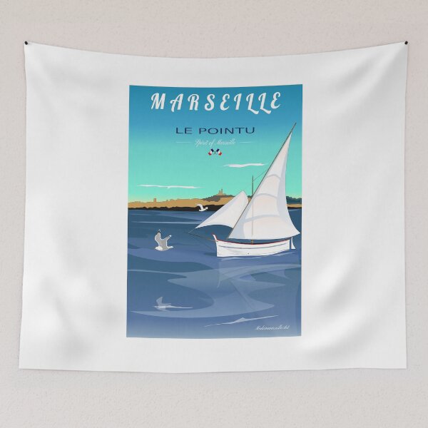 Item preview, Marseille Le Pointu Traditional Boat Art Poster Vintage designed and sold by Bobraiis.