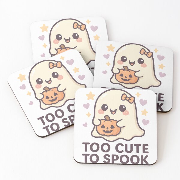 Artikelvorschau, Too Cute to Spook – Kawaii Halloween Geist Cartoon entworfen und verkauft von Cat & Coffee Studio.