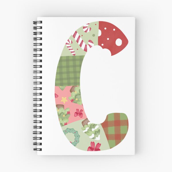 Item preview, Christmas Patchwork Letter C with Festive Candy Cane and Tree Pattern designed and sold by DesignByAo.