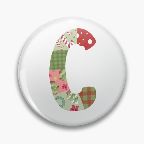 Item preview, Christmas Patchwork Letter C with Festive Candy Cane and Tree Pattern designed and sold by DesignByAo.
