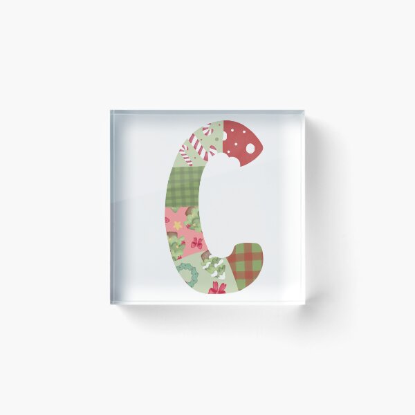 Item preview, Christmas Patchwork Letter C with Festive Candy Cane and Tree Pattern designed and sold by DesignByAo.