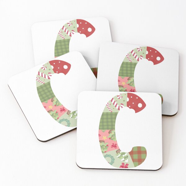 Item preview, Christmas Patchwork Letter C with Festive Candy Cane and Tree Pattern designed and sold by DesignByAo.