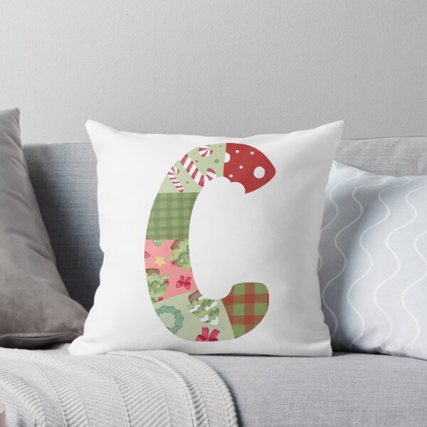 Item preview, Christmas Patchwork Letter C with Festive Candy Cane and Tree Pattern designed and sold by DesignByAo.