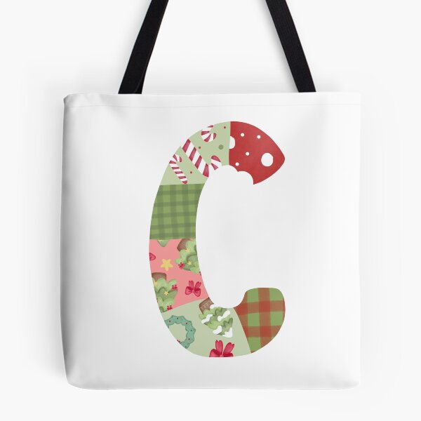 Item preview, Christmas Patchwork Letter C with Festive Candy Cane and Tree Pattern designed and sold by DesignByAo.