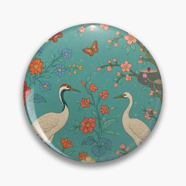 Item preview, Chinoiserie Garden with Cranes, Blossoms, and Lanterns – Oriental Vintage Floral Nature Pattern designed and sold by Sugar Wisdom .