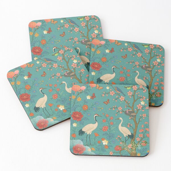 Item preview, Chinoiserie Garden with Cranes, Blossoms, and Lanterns – Oriental Vintage Floral Nature Pattern designed and sold by Sugar Wisdom .