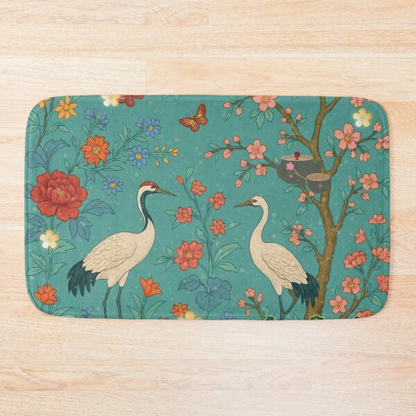 Item preview, Chinoiserie Garden with Cranes, Blossoms, and Lanterns – Oriental Vintage Floral Nature Pattern designed and sold by Sugar Wisdom .