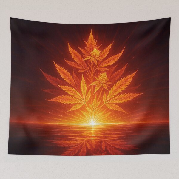 Item preview, Glowing cannabis in the sun's fire designed and sold by Sigtrix.