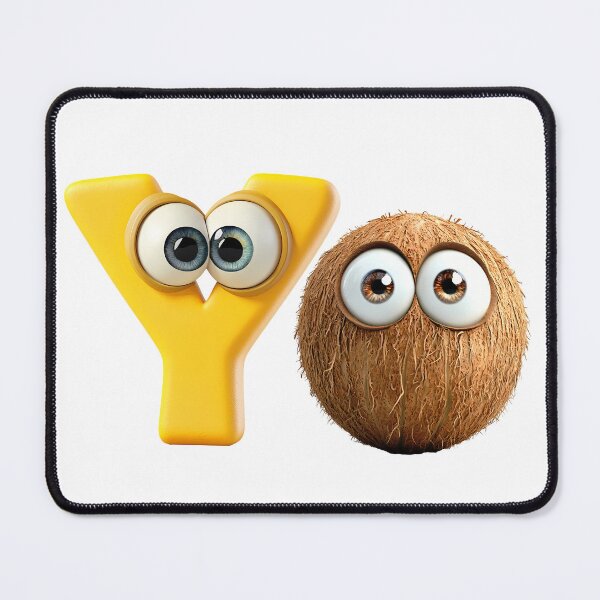 Item preview, Funny Coconut and Letter Y Cartoon with Big Eyes designed and sold by DesignArtist.ia.